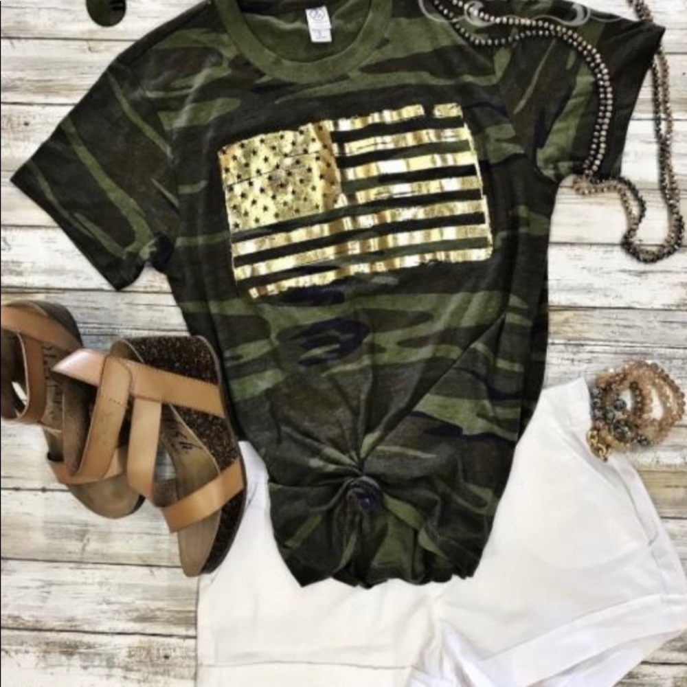 Gold Flag-Tee USA! Super soft and comfy